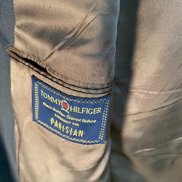 Tommy Hilfiger Suit Jacket Sport Coat Blazer Gray Patterned Wool 44S Short NICE! - Picture 5 of 7